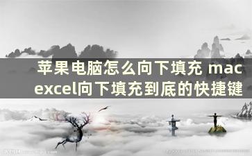 苹果电脑怎么向下填充 macexcel向下填充到底的快捷键